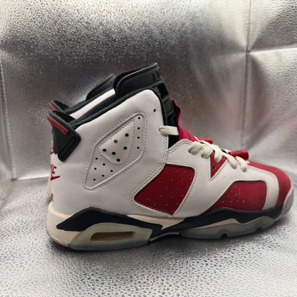 Size 6Y Air Jordan 6 Retro Mid White Carmine Kids Basketball Shoes‎ 384665-106